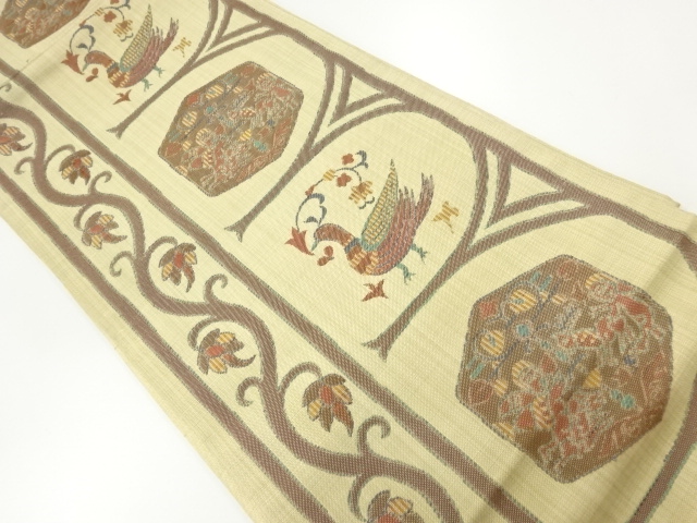 JAPANESE FUKURO OBI / WOVEN FLOWER & BIRD